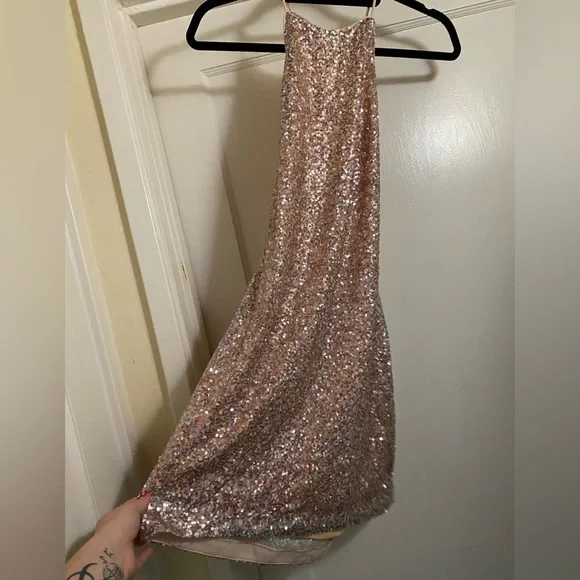 Pink Sequin Backless Mini Party Dress sz Med barbiecore - Picture 5 of 10